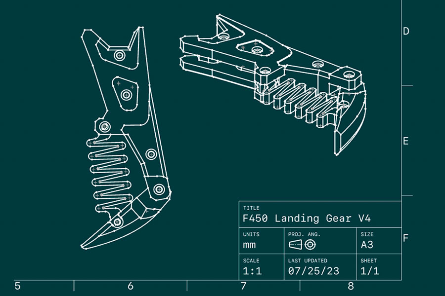 Emergency manufacturing of drone landing gear